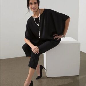 NWOT Chico's Black Poncho Style Short Sleeve Blouse